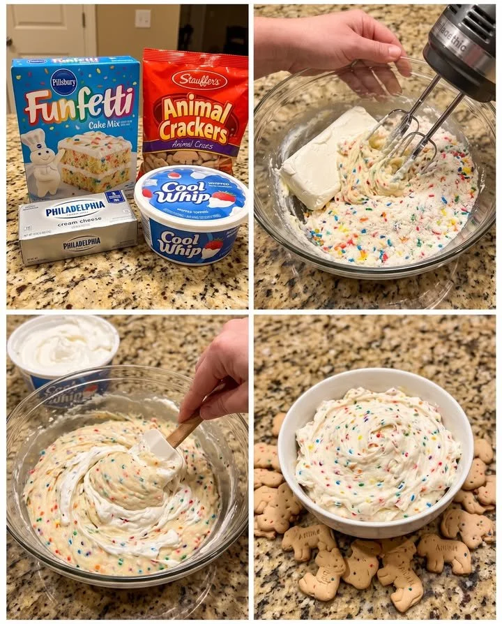Delicious Funfetti Cake Dip served in a bowl for parties