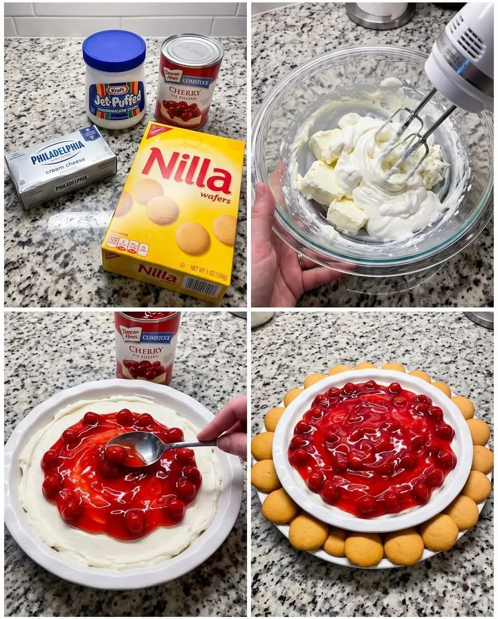 Delicious cherry cheesecake dip served in a bowl with fruit garnishes