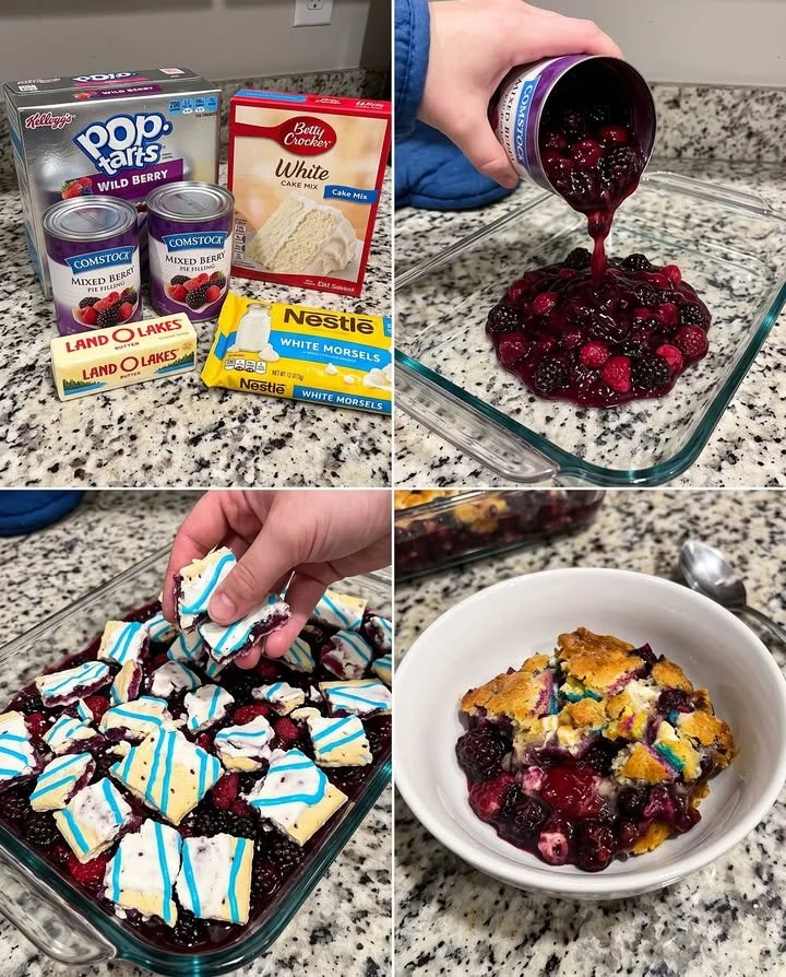 Kellogg's Wild Berry Pop-Tarts Dump Cake fresh out of the oven