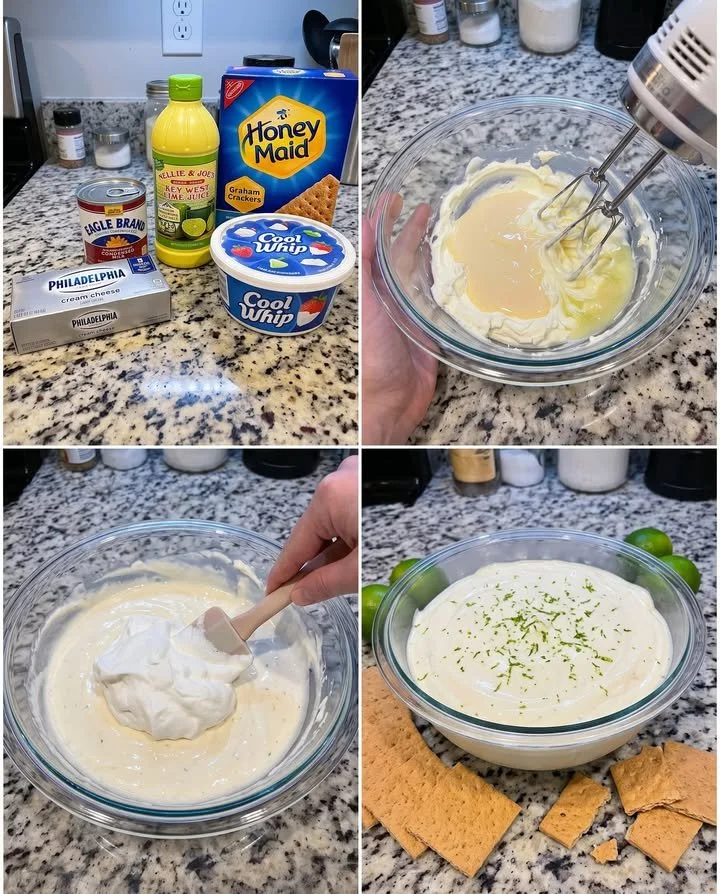 Delicious Key Lime Pie Dip served with graham cracker crust and lime zest