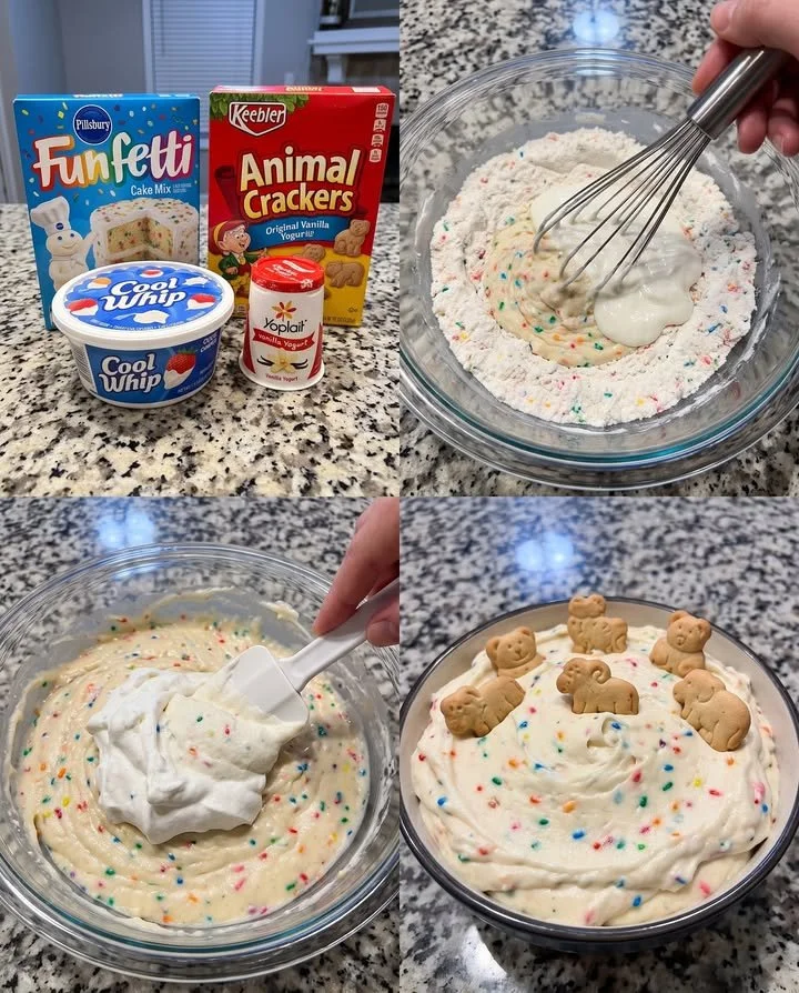 Delicious bowl of nostalgic Dunkaroo Dip with colorful dippers.