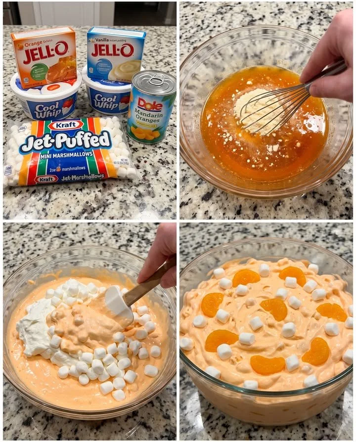 Delicious Orange Creamsicle Fluff Salad with vibrant orange color and creamy texture