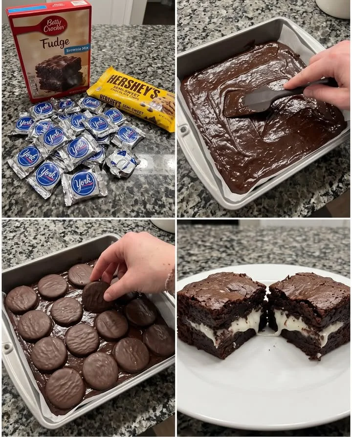 Delicious Peppermint Patty Brownies with chocolate and mint layers