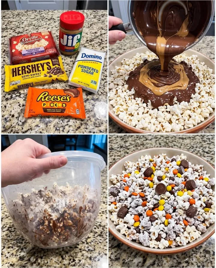 Reese's Peanut Butter Cup Popcorn - sweet and salty snack