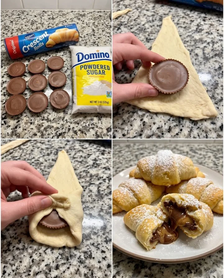 Reese's Stuffed Crescent Rolls with melted chocolate and peanut butter filling