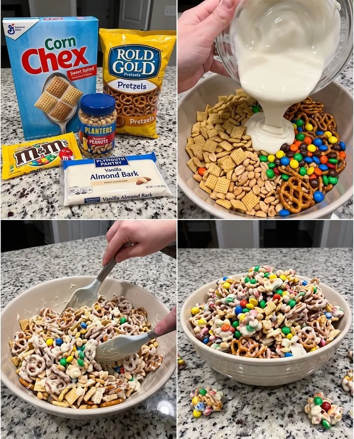 Delicious White Trash Snack Mix featuring sweet and salty treats